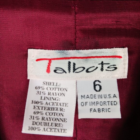 Vintage Talbots Womens Romantic Velvet Jacket Coat Crimson Red Size 6 Made USA - Picture 3 of 8